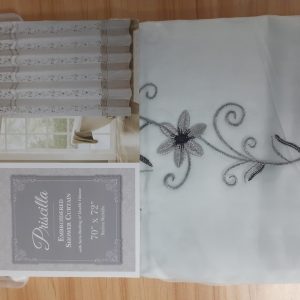Priscilla embroidered shower curtain 70"x 72" silver