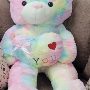 Spread Rainbow Hugs: Our Giant Tie-Dye "I Love You" Teddy!